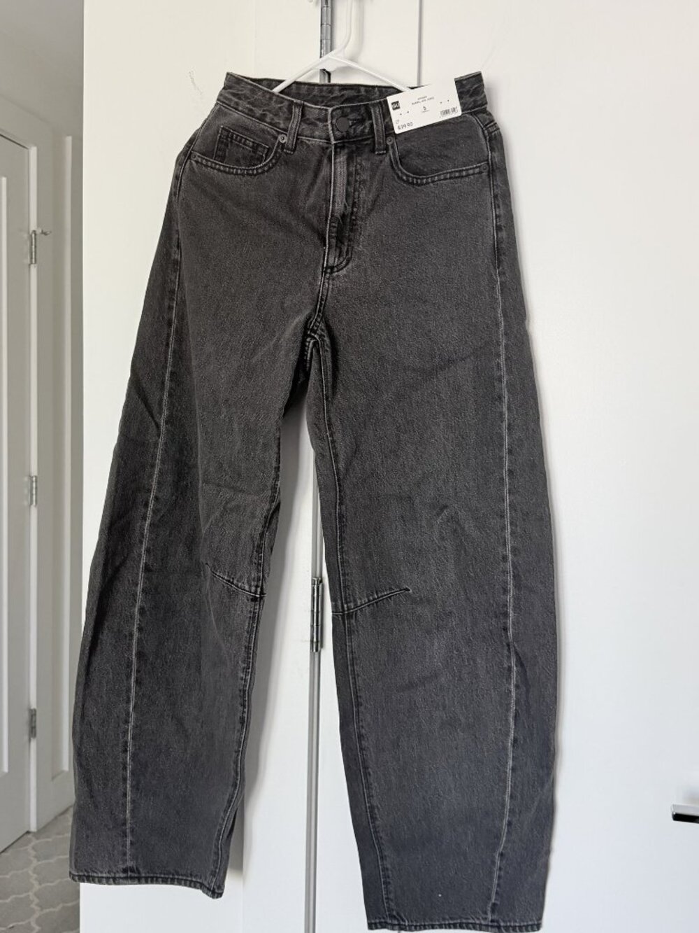 NWT GU Barrel Leg Jeans Washed Black